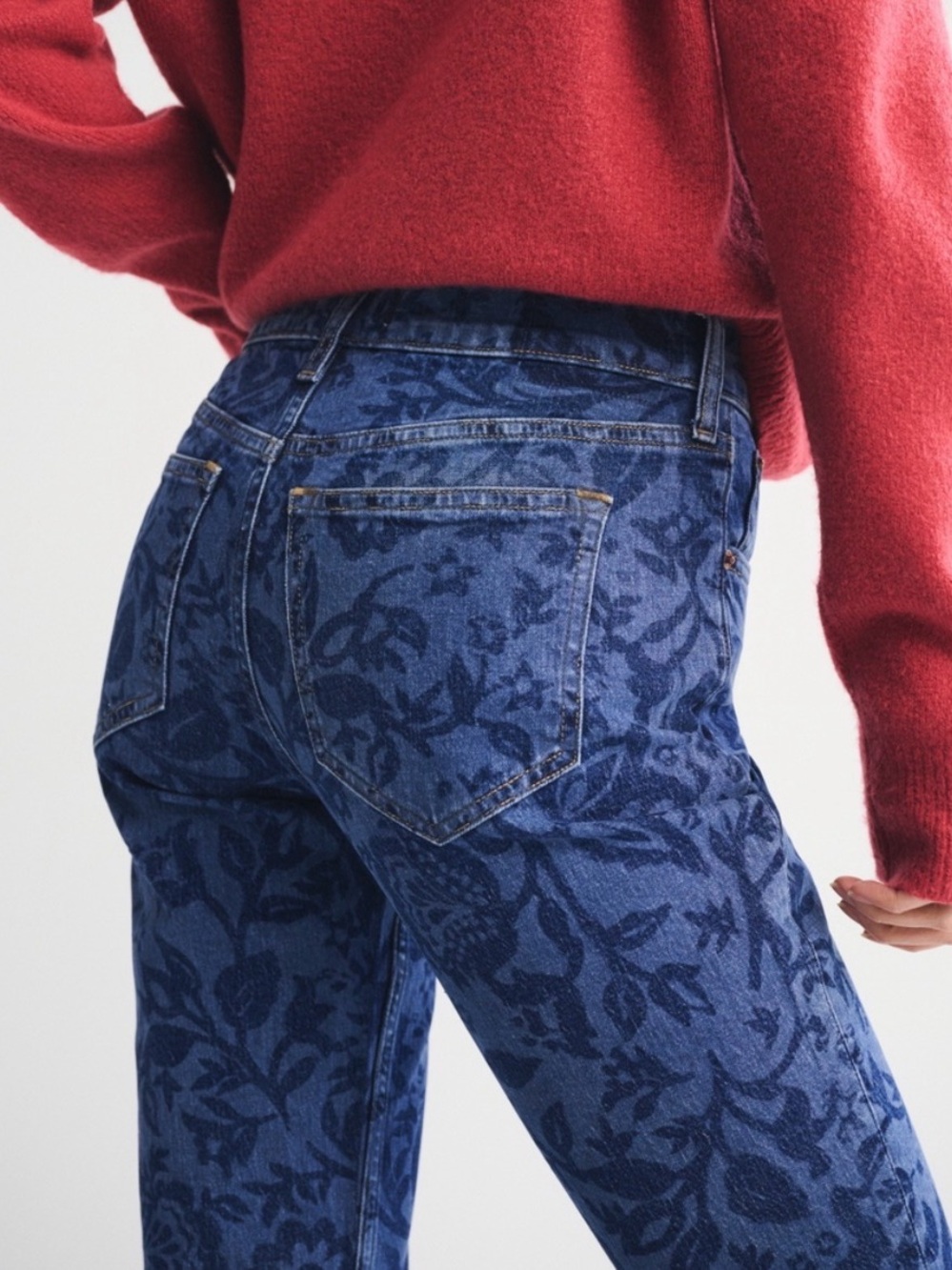 Abercrombie & Fitch Blue Floral Boot-Cut Jeans NWOT - Picture 7 of 7
